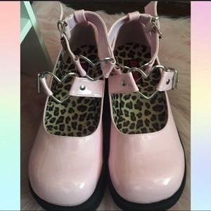 demonia baby pink heart buckle platforms